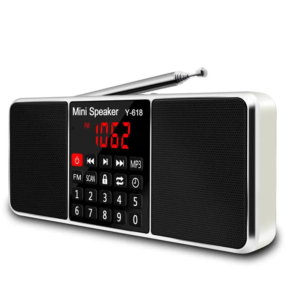 Lefon Digital FM Radio Receiver Speaker Stereo MP3 Player Support TF Card USB Drive LED Display Time Shutdown Portable Radios