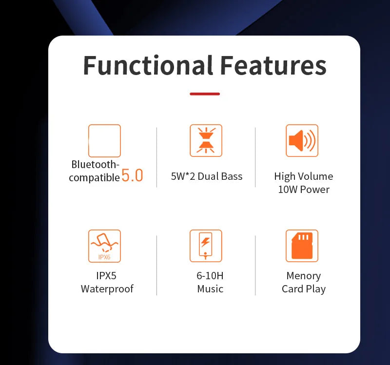 Portable Speaker Wireless Bluetooth-compatible Subwoofer Outdoor Waterproof Loudspeaker Stereo Surround Support FM RadioTF