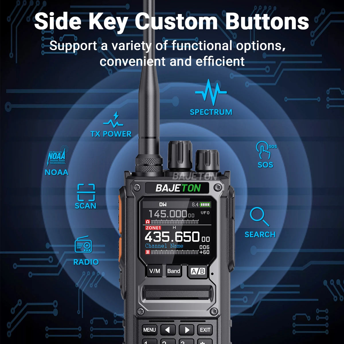 BAJETON BJ-7800 Walkie Talkie Long Range SW MW LW AM SSB CB 10W Receive Wireless Bluetooth Phone Programming NOAA Two Way Radio
