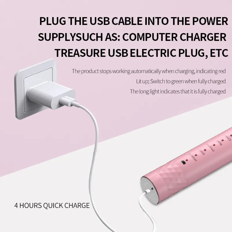 Jianpai Adult Blue Pink Sonic Electric Toothbrush Adult 5-gear Mode USB Charging IPX7 Waterproof Sonic Electric Toothbrush