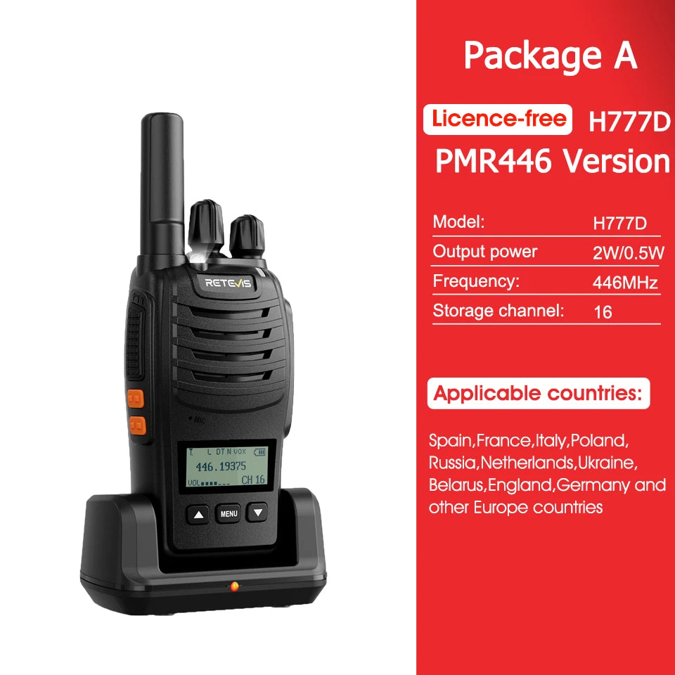 Retevis H777D (H777 Upgraded)Walkie Talkie Portable License Free LCD Display Radio Long Range Type-C Walkie-Talkies for Camping