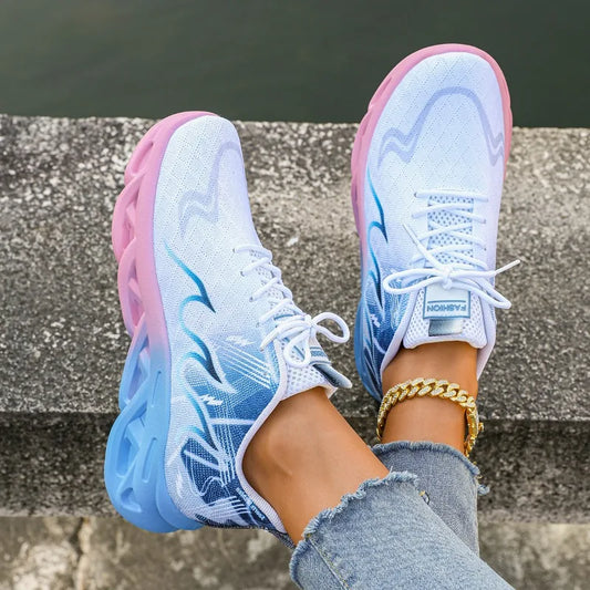 Women's Sneakers 2025 New Fashion Breathable Trainers Comfortable Sneakers Women Mesh Fabric Lace Up Female Footwear Women Shoes