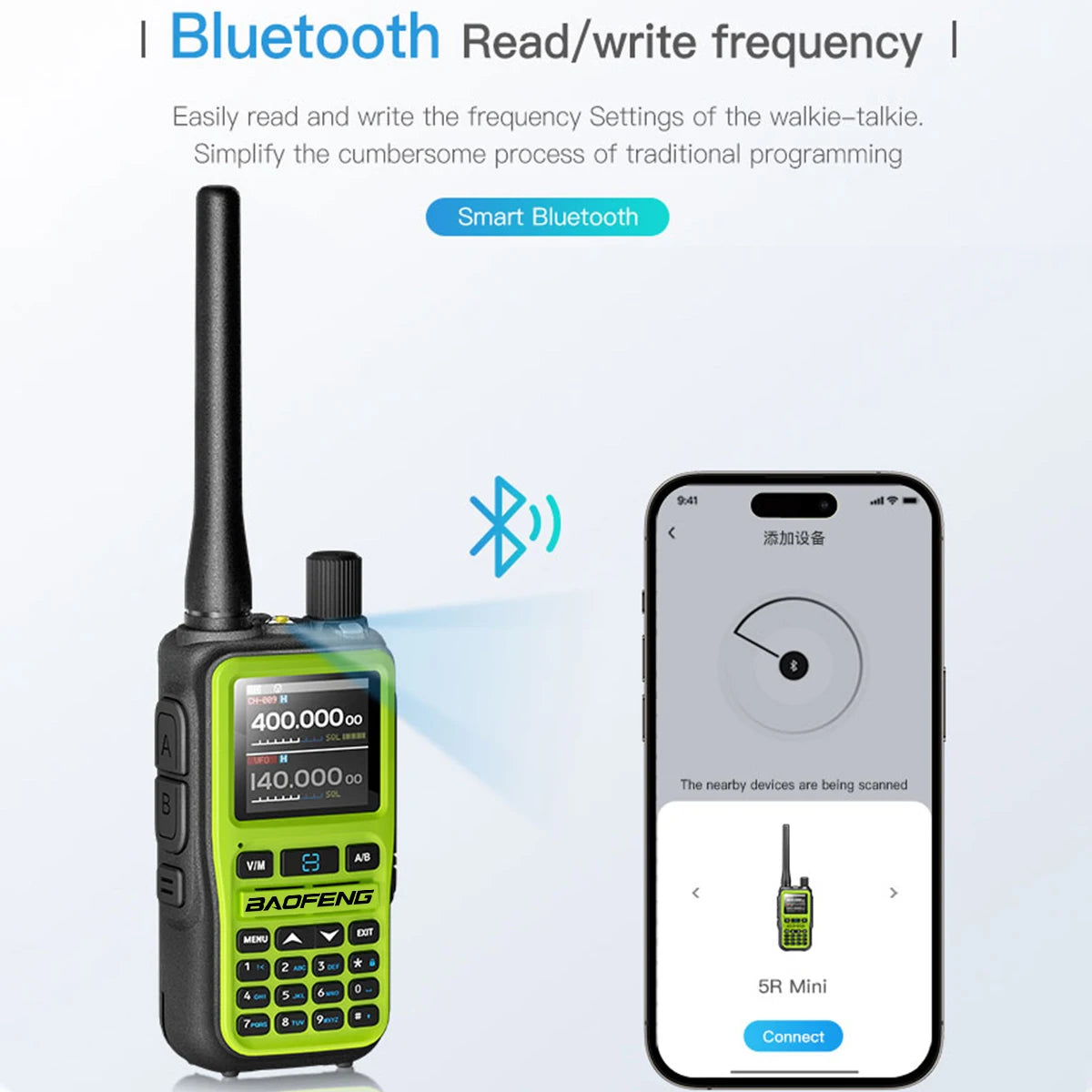 2PCS Baofeng UV-5R Mini Walkie Talkie NOAA Bluetooth Programming USB-C Charging AM Wireless Copy Frequency Full Band FM Two Way