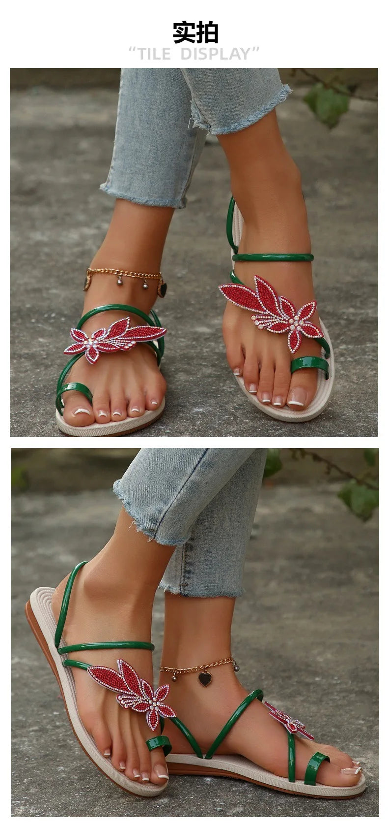 Glitter Slippers Women Summer Sandals 2025 Fashion Bling Female Butterfly Flops Beach Diamond Flat Shoes Outdoor Sandals