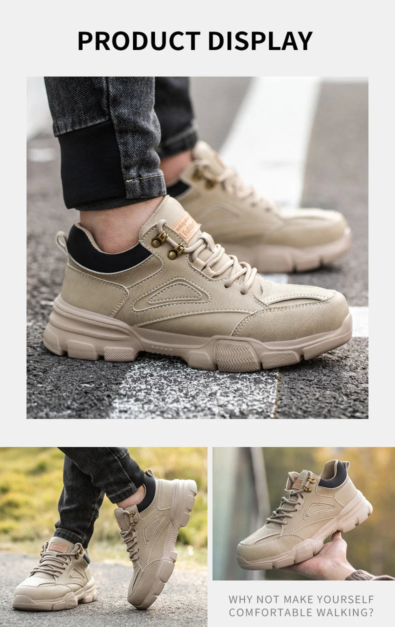 Safety Shoes Men Steel Toe Work Shoes Anti-smash Anti-puncture Indestructible Shoes Protective Boots Tactical Boots