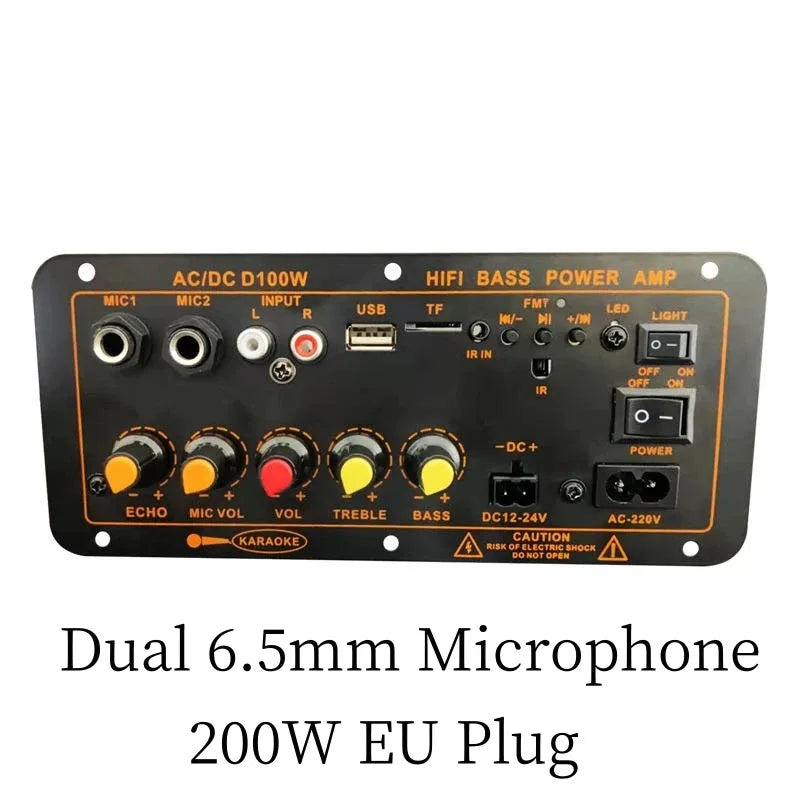 600W Bluetooth 5.0 Audio Amplifier Board D300 Dual Microphone Subwoofer Amplifier Module DC12V 24V 1CH HIFI Stereo Power AMP