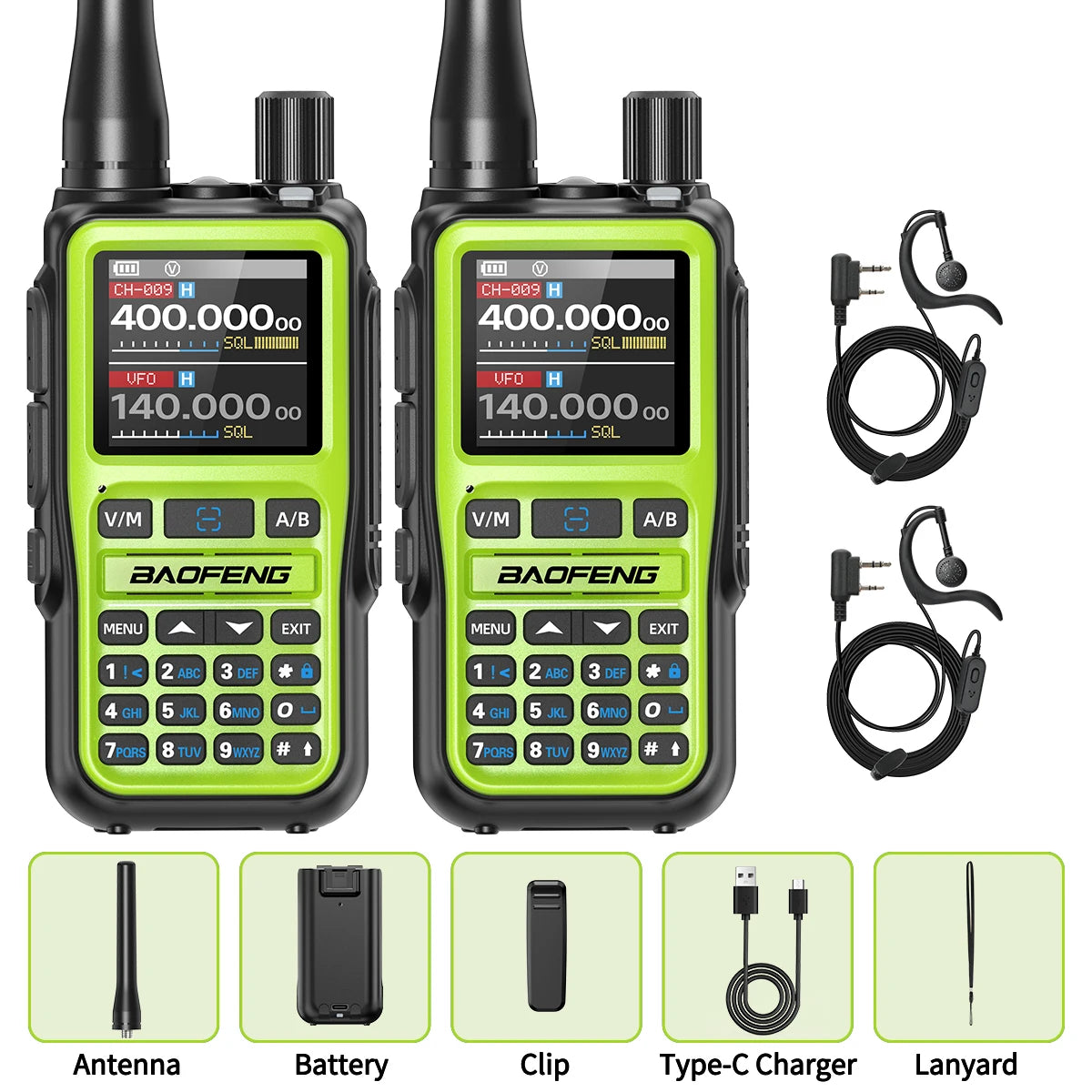 2PCS Baofeng UV-5R Mini Walkie Talkie NOAA Bluetooth Programming USB-C Charging AM Wireless Copy Frequency Full Band FM Two Way