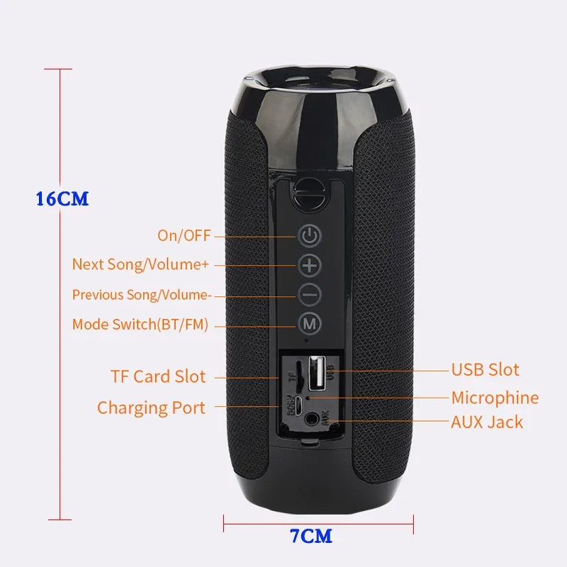 Portable Speaker Wireless Bluetooth-compatible Subwoofer Outdoor Waterproof Loudspeaker Stereo Surround Support FM RadioTF