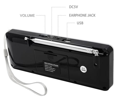 Lefon Digital FM Radio Receiver Speaker Stereo MP3 Player Support TF Card USB Drive LED Display Time Shutdown Portable Radios