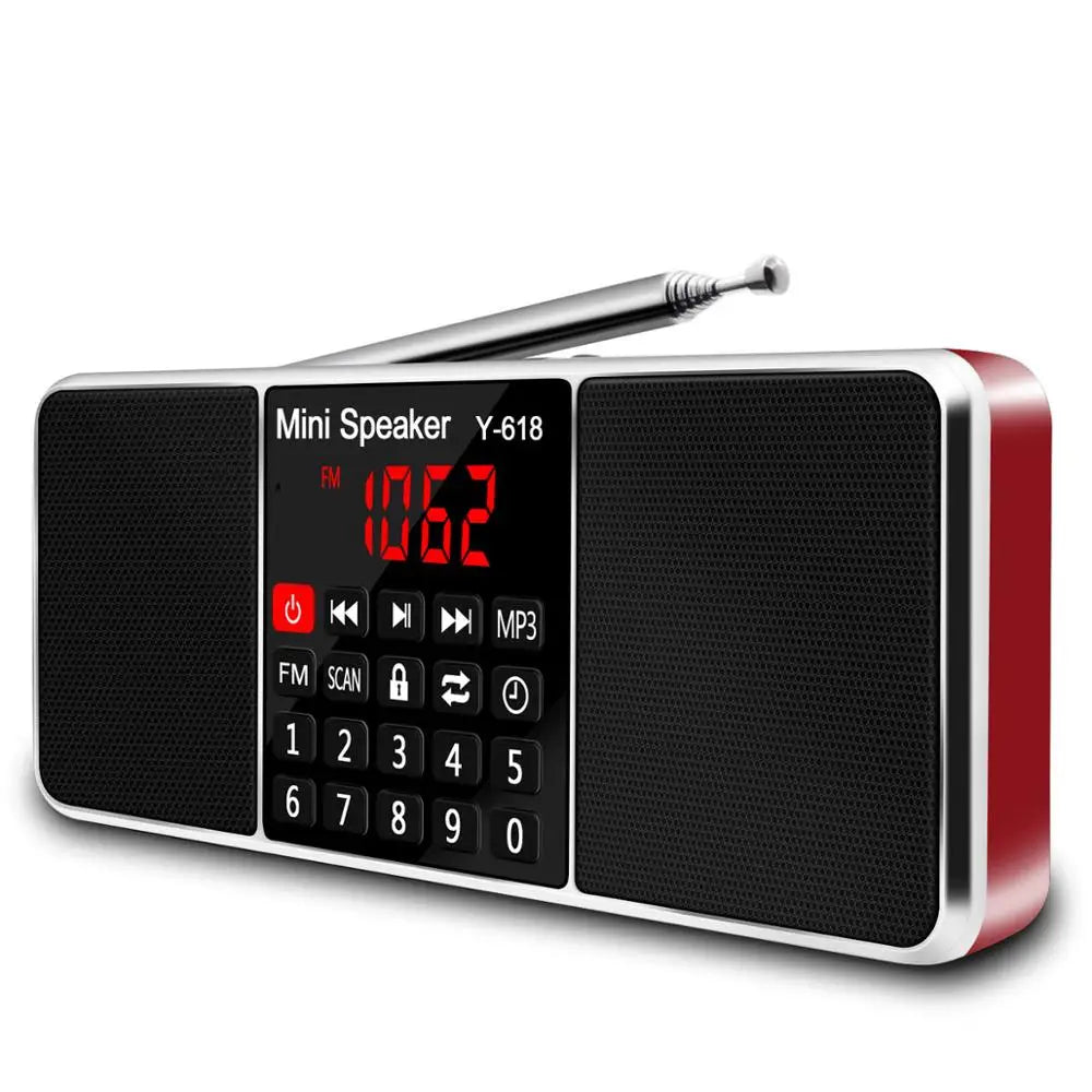 Lefon Digital FM Radio Receiver Speaker Stereo MP3 Player Support TF Card USB Drive LED Display Time Shutdown Portable Radios