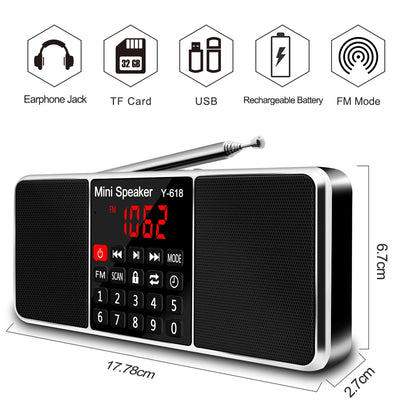 Lefon Digital FM Radio Receiver Speaker Stereo MP3 Player Support TF Card USB Drive LED Display Time Shutdown Portable Radios