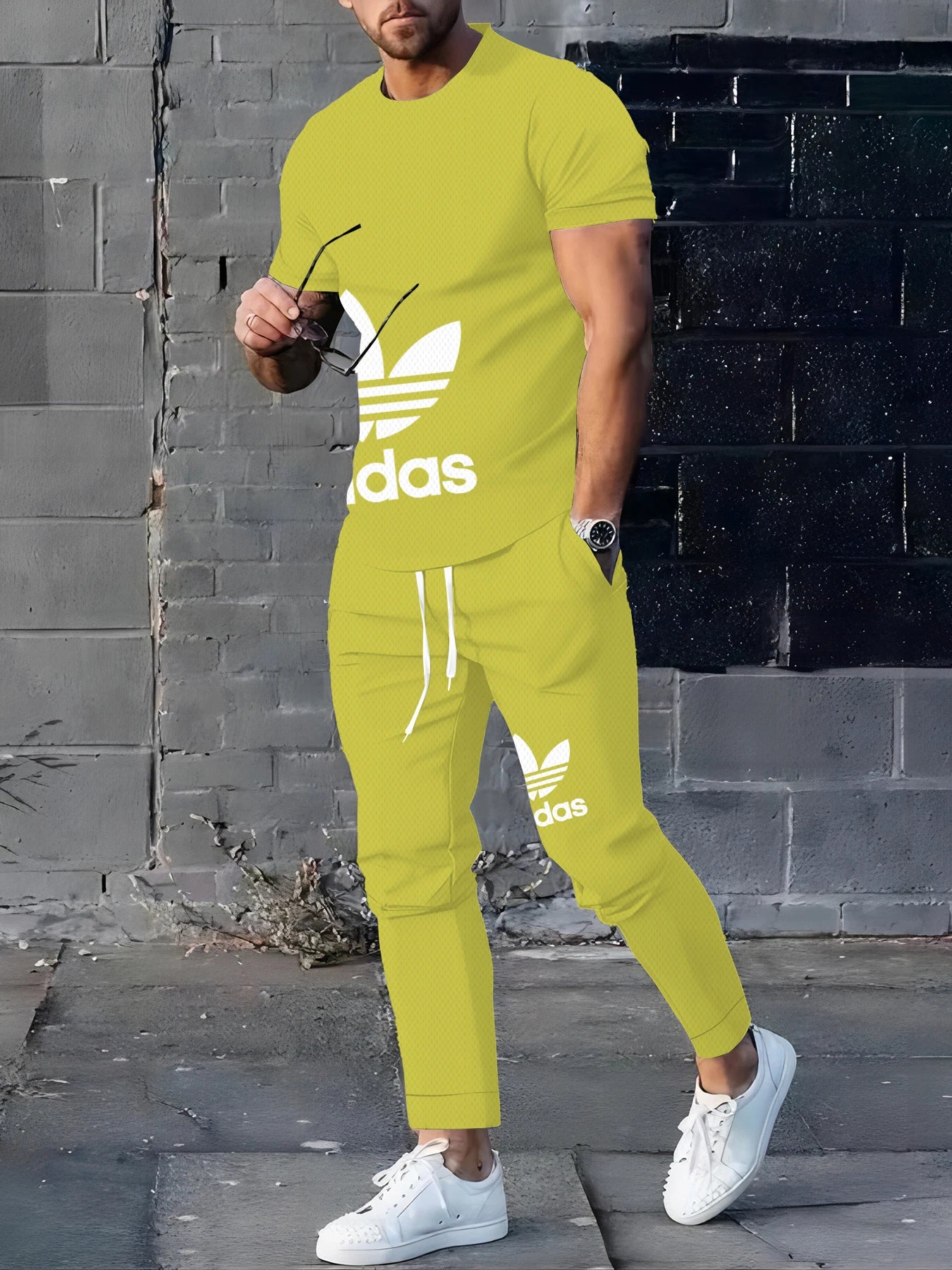 2025Hot-Selling Summer T-Shirt Pants Set Casual Brand Fitness Jogger Pants T Shirts Hip hop Fashicon Men'sTracksuit