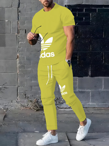 2025Hot-Selling Summer T-Shirt Pants Set Casual Brand Fitness Jogger Pants T Shirts Hip hop Fashicon Men'sTracksuit