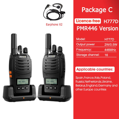 Retevis H777D (H777 Upgraded）Walkie Talkie Portable License Free LCD Display Radio Long Range Type-C Walkie-Talkies for Camping