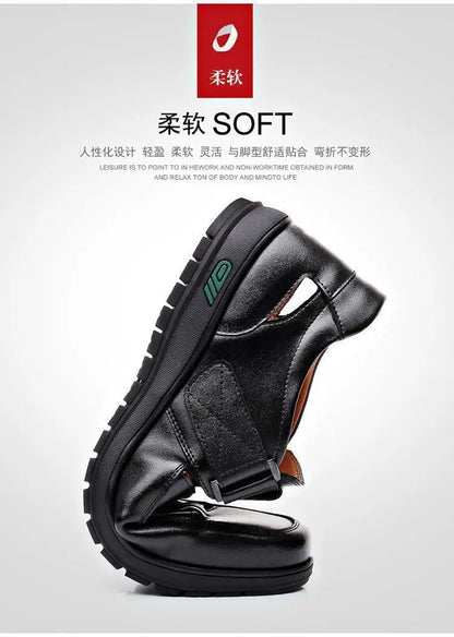 Summer Men Sandals Cozy Hollow Non-slip Soft Cool Flats Men Breathable All-match Classic Wearable Fashion Casual Leather Sandals