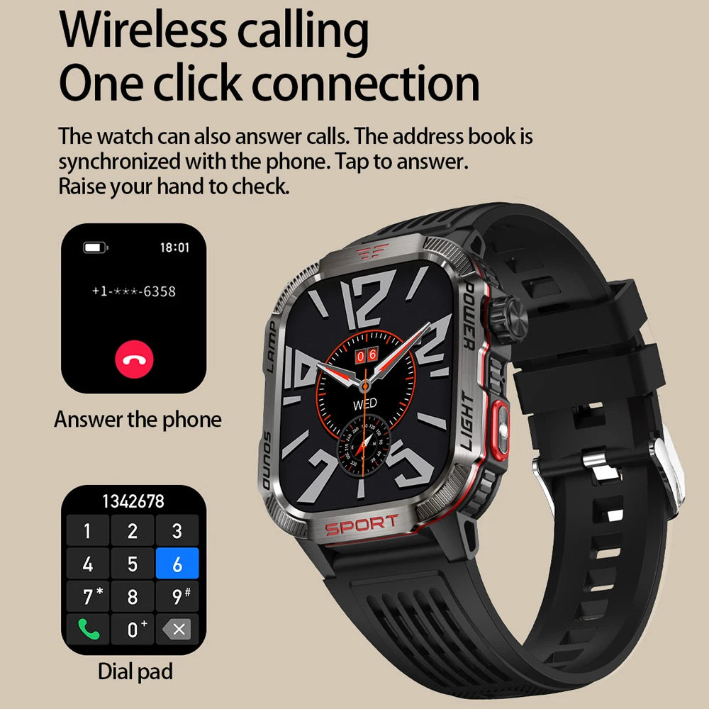 New For Huawei Xiaomi Military GPS Smart Watch Men Flashlight Compass Waterproof Outdoor Sport Tracker Bluetooth Call Smartwatch
