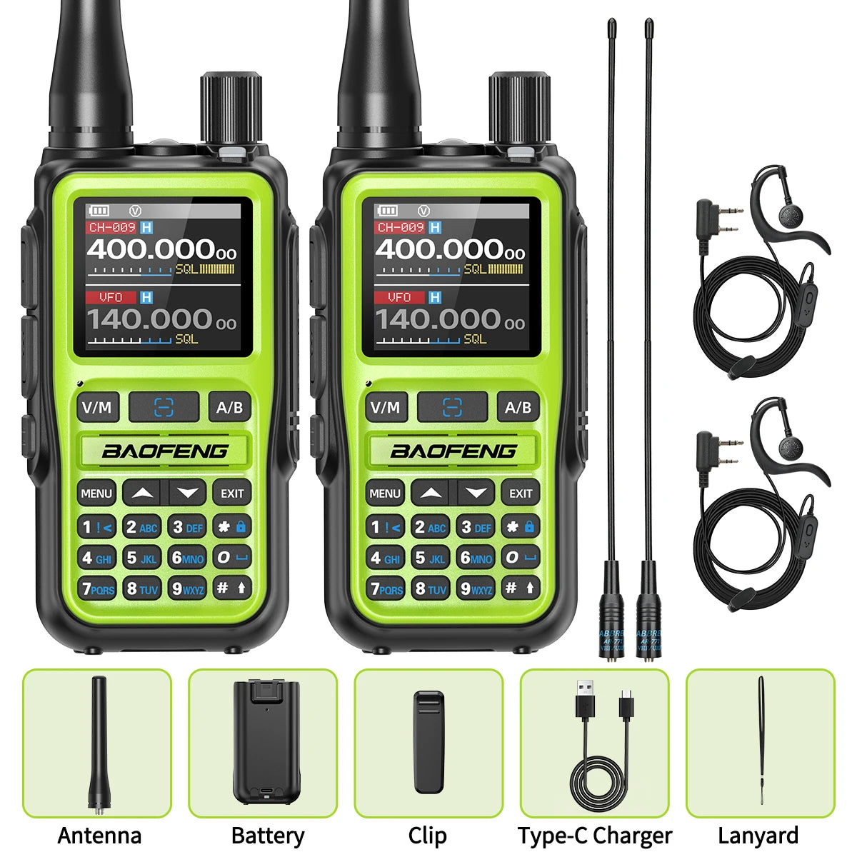 2PCS Baofeng UV-5R Mini Walkie Talkie NOAA Bluetooth Programming USB-C Charging AM Wireless Copy Frequency Full Band FM Two Way