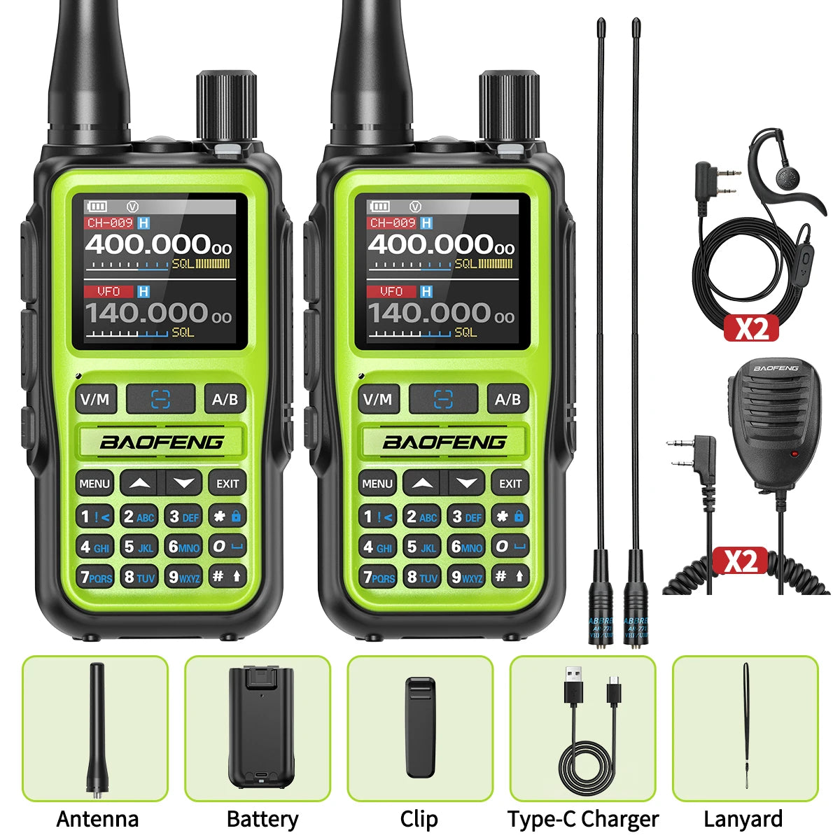 2PCS Baofeng UV-5R Mini Walkie Talkie NOAA Bluetooth Programming USB-C Charging AM Wireless Copy Frequency Full Band FM Two Way