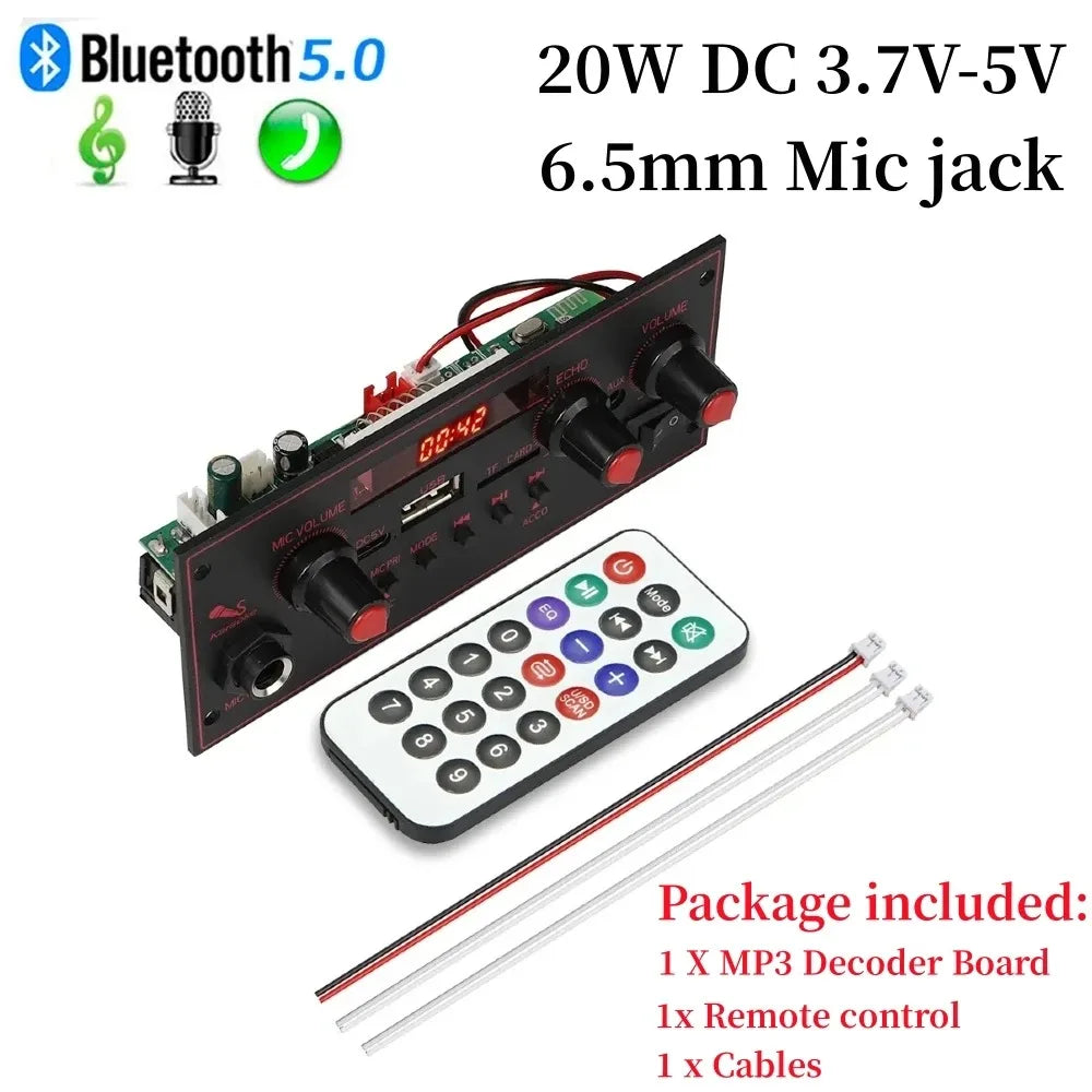 600W Bluetooth 5.0 Audio Amplifier Board D300 Dual Microphone Subwoofer Amplifier Module DC12V 24V 1CH HIFI Stereo Power AMP