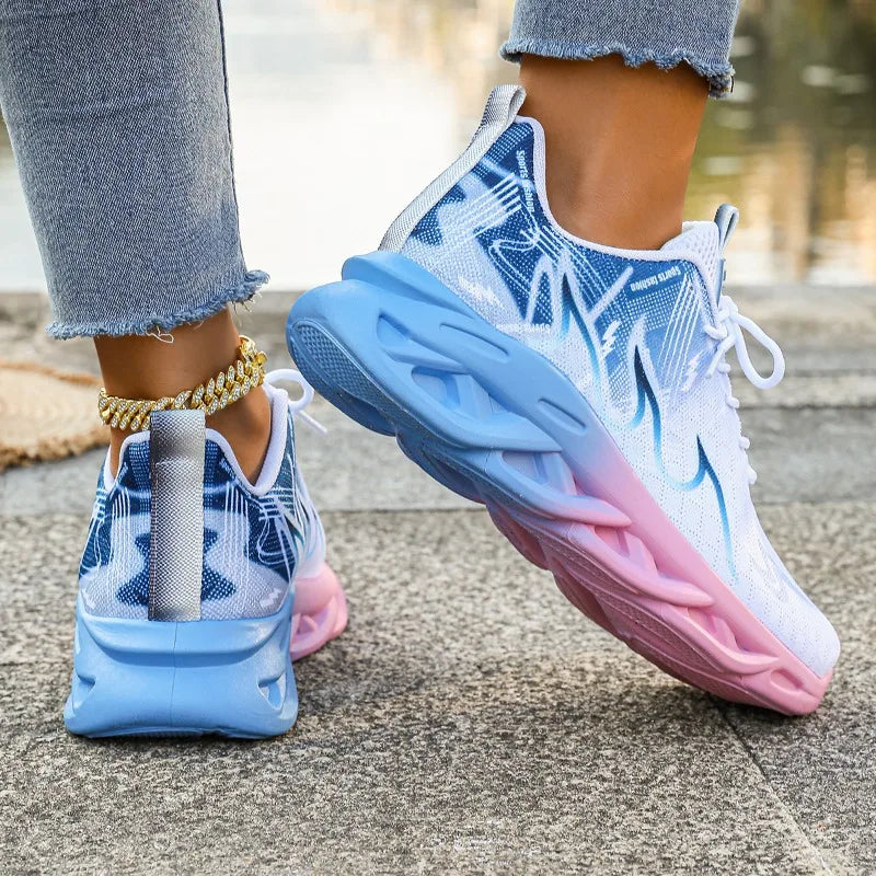 Women's Sneakers 2025 New Fashion Breathable Trainers Comfortable Sneakers Women Mesh Fabric Lace Up Female Footwear Women Shoes