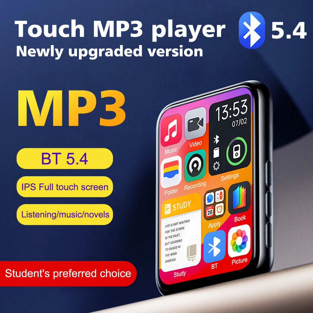 128G MP3 Player Bluetooth 5.4 HiFi MP3 Music Player Built-in Speaker 2.4inch Touch Screen MP4 Player with E-book/Video Recording