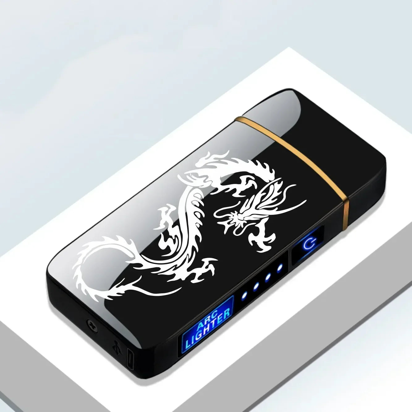 New Electric Windproof Metal Lighter Double Arc Flameless Plasma Rechargeable USB Lighter LED Power Display Touch Lighters Gift