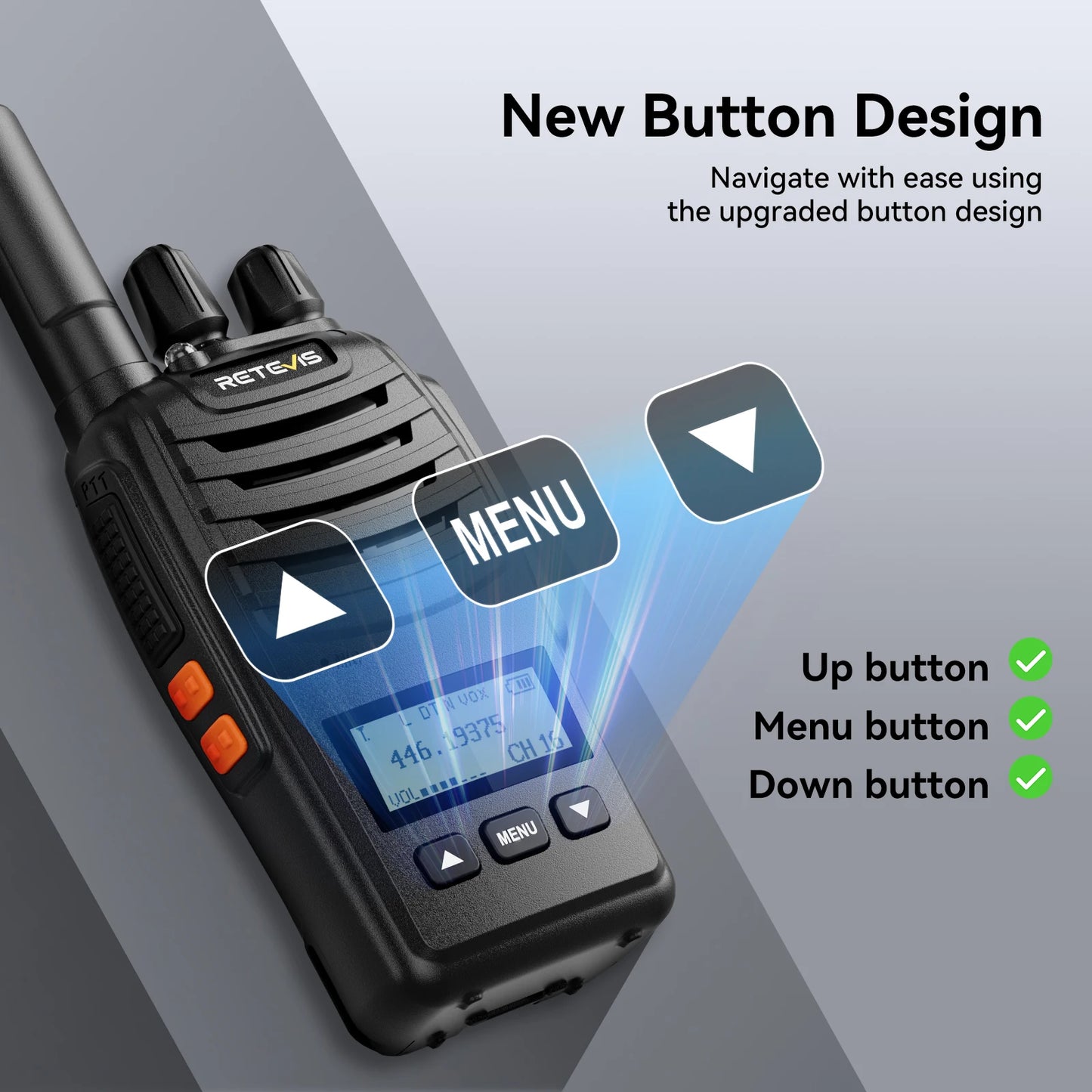 Retevis H777D (H777 Upgraded）Walkie Talkie Portable License Free LCD Display Radio Long Range Type-C Walkie-Talkies for Camping