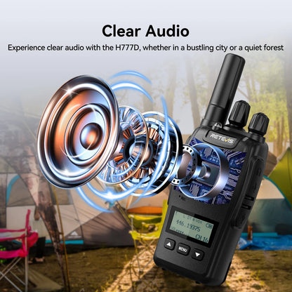Retevis H777D (H777 Upgraded）Walkie Talkie Portable License Free LCD Display Radio Long Range Type-C Walkie-Talkies for Camping