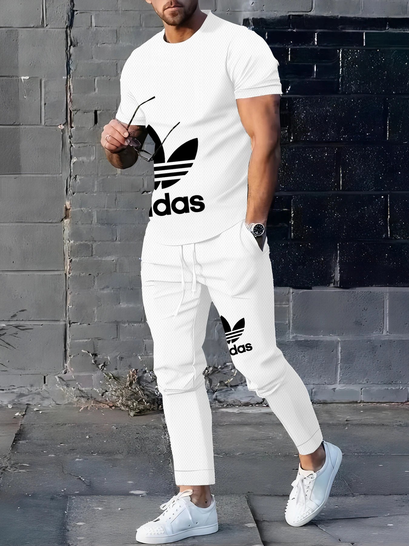 2025Hot-Selling Summer T-Shirt Pants Set Casual Brand Fitness Jogger Pants T Shirts Hip hop Fashicon Men'sTracksuit