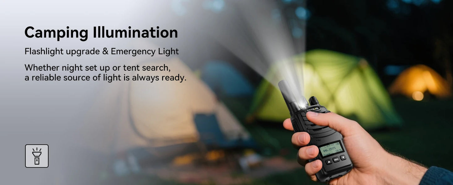 Retevis H777D (H777 Upgraded）Walkie Talkie Portable License Free LCD Display Radio Long Range Type-C Walkie-Talkies for Camping