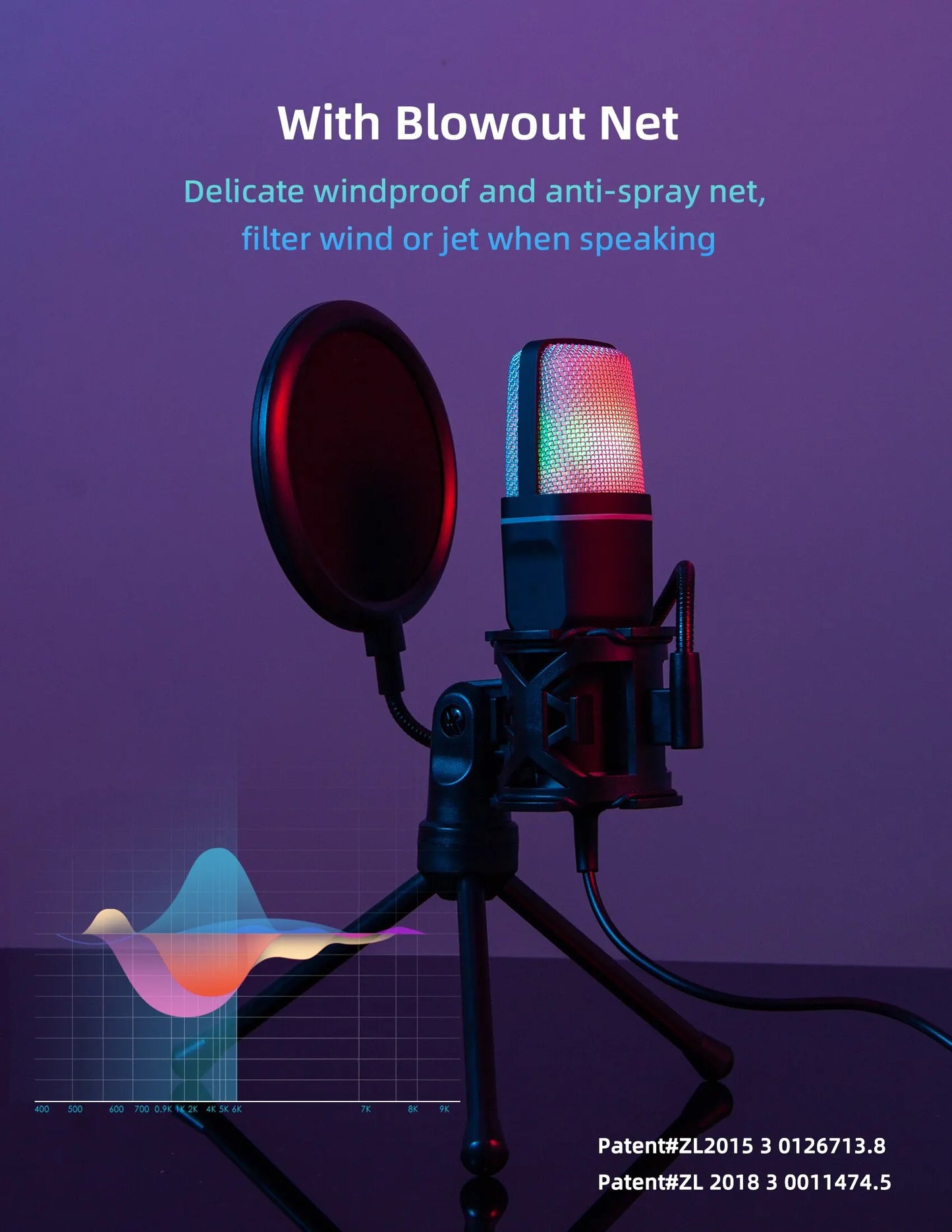 Portable USB Microphone RGB Microfone Condensador Wire Gaming Mic for Podcast Recording Studio Streaming Laptop Desktop