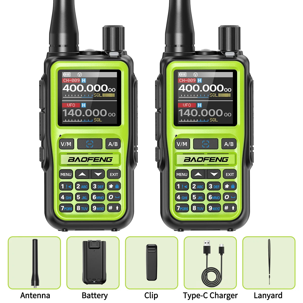 2PCS Baofeng UV-5R Mini Walkie Talkie NOAA Bluetooth Programming USB-C Charging AM Wireless Copy Frequency Full Band FM Two Way