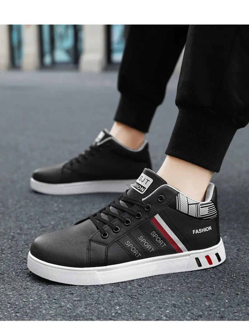 2024 New Men's Sneakers Brand Men Leather High-Top Skateboarding Shoes Breathable Hip hop Shoes Street Shoe Zapatos Para Hombres