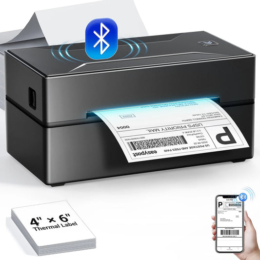 Bluetooth HD Printer D100 Black Protable Thermal Small Shipping Label Printer Compatible with iPhone Android Mac Window