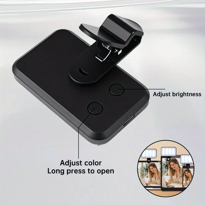 Mini Selfie Fill Light 3 Color Modes Adjustable Brightness Rechargeable Clip on Mobile Phones Computers Photography LED Lights