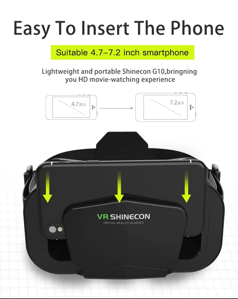 Shinecon VR Glasses 3D Headset Virtual Reality Devices Helmet Viar Lenses Goggle Smartphone Cell Phone Smart Games Mobile Viewer