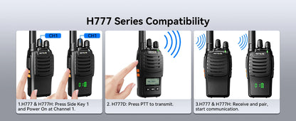 Retevis H777D (H777 Upgraded）Walkie Talkie Portable License Free LCD Display Radio Long Range Type-C Walkie-Talkies for Camping