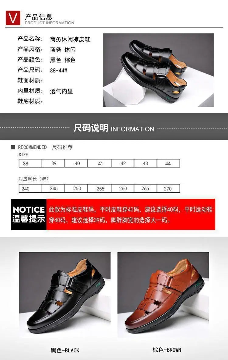 Summer Men Sandals Cozy Hollow Non-slip Soft Cool Flats Men Breathable All-match Classic Wearable Fashion Casual Leather Sandals