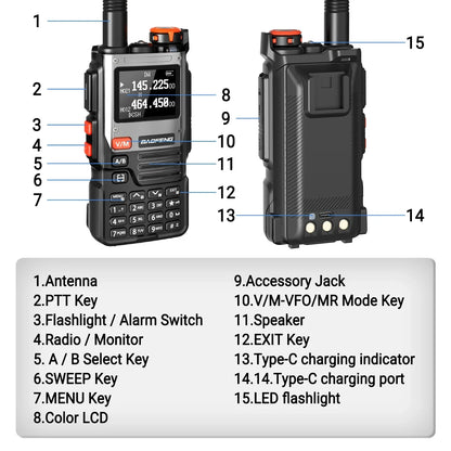 NEW Baofeng UV-K61 Walkie Talkie Air Band Wireless Copy Frequency Type-C Full Band UHF VHF DTMF NOAA UV-5R Upgraded