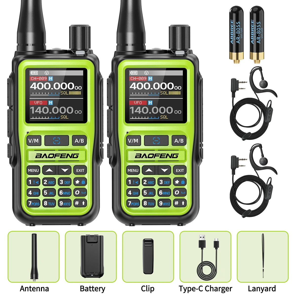 2PCS Baofeng UV-5R Mini Walkie Talkie NOAA Bluetooth Programming USB-C Charging AM Wireless Copy Frequency Full Band FM Two Way