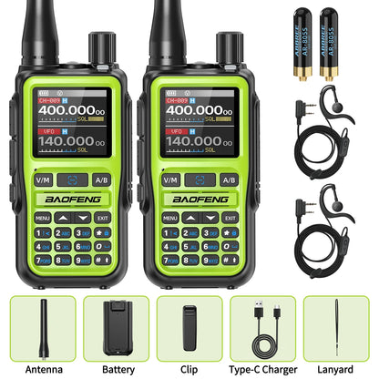 2PCS Baofeng UV-5R Mini Walkie Talkie NOAA Bluetooth Programming USB-C Charging AM Wireless Copy Frequency Full Band FM Two Way
