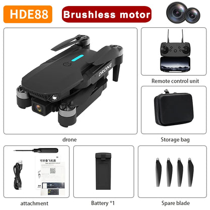 E88 Pro Brushless Drone with camera RC Drone 4K Professinal HD Camera Foldable Dron Helicopter WIFI Aerial Photography Boy Toys