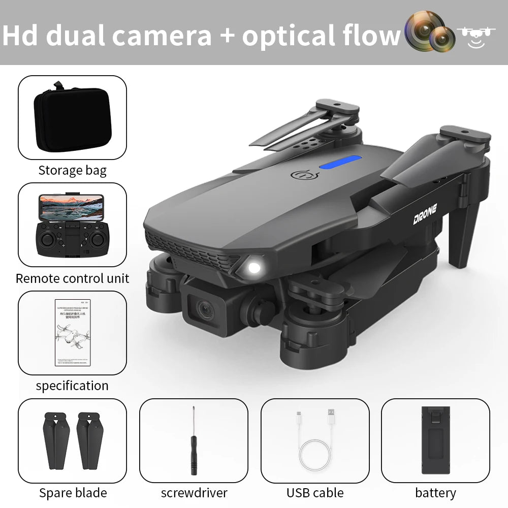 E88 Pro Brushless Drone with camera RC Drone 4K Professinal HD Camera Foldable Dron Helicopter WIFI Aerial Photography Boy Toys