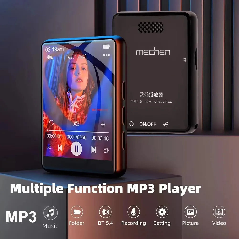 128G MP3 Player Bluetooth 5.4 HiFi MP3 Music Player Built-in Speaker 2.4inch Touch Screen MP4 Player with E-book/Video Recording