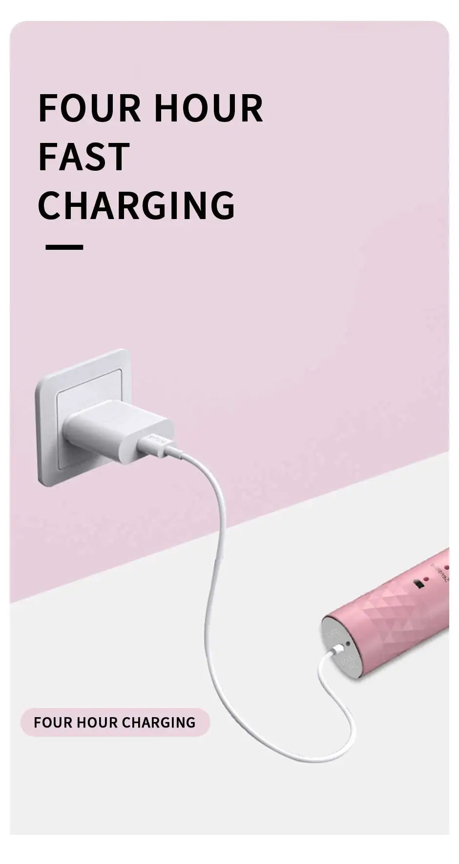 Jianpai Adult Blue Pink Sonic Electric Toothbrush Adult 5-gear Mode USB Charging IPX7 Waterproof Sonic Electric Toothbrush