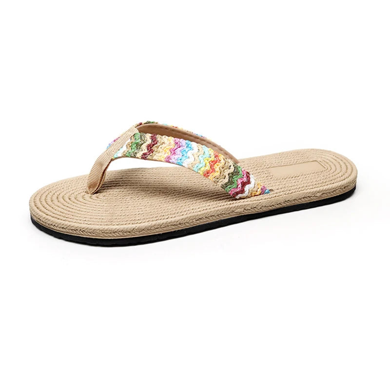 Summer Woven Flip-flops for Women Fashion Casual Flat Anti-slip Slippers Ladies Beach Shoes Indoor House Slides Pantuflas Mujer