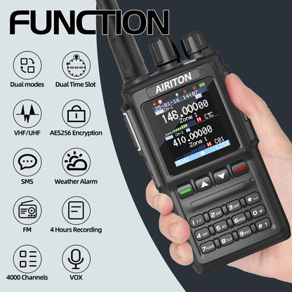 AIRITON DM-168 DMR Digital Analog  Walkie Talkie Dual Mode AES256 Encryption Amateur for AT-D168UV with Type-C Two Way Radio