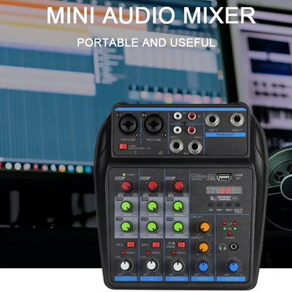 4 channel Mixer Dj Mixing Console Met Bluetooth 48V Phantom Power Monitor Karaoke Systeem Usb Mixer Audio
