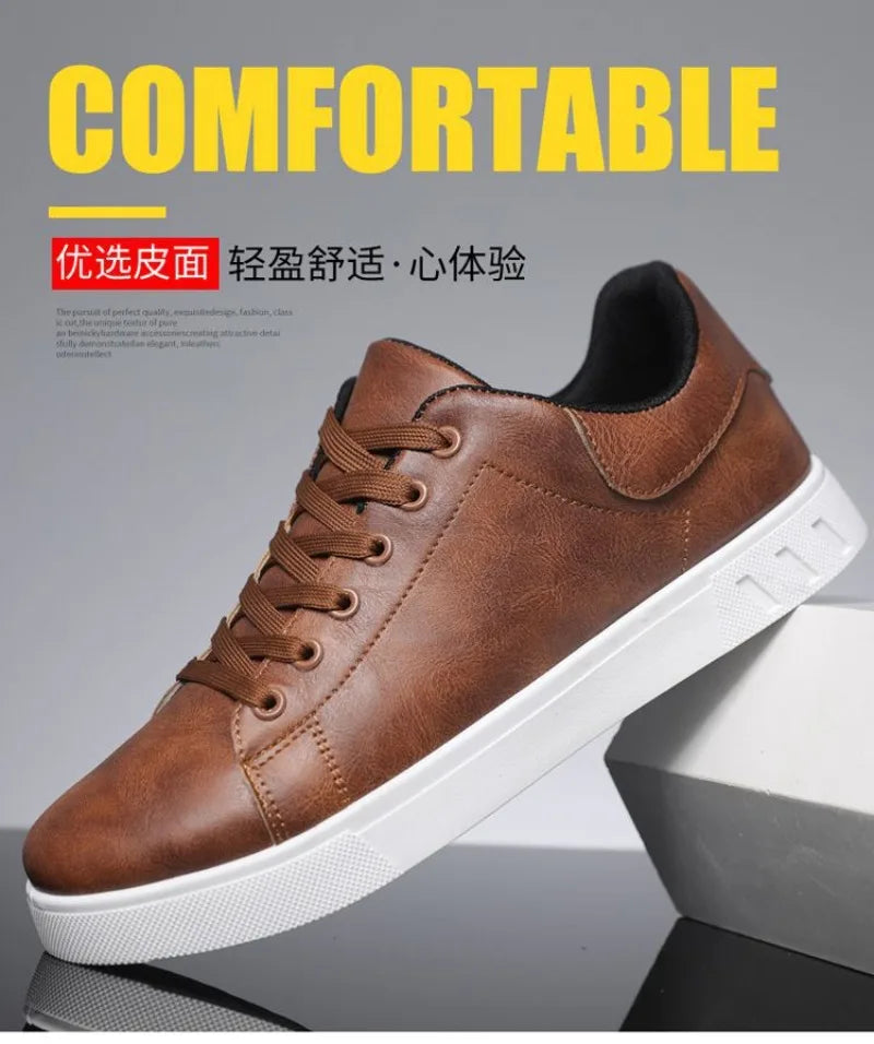 2025 Spring Classic Men Leather Casual Shoes Cross-border Hot Sale Versatile Man Sneakers Loafers Fashion Large Size Board Shoes