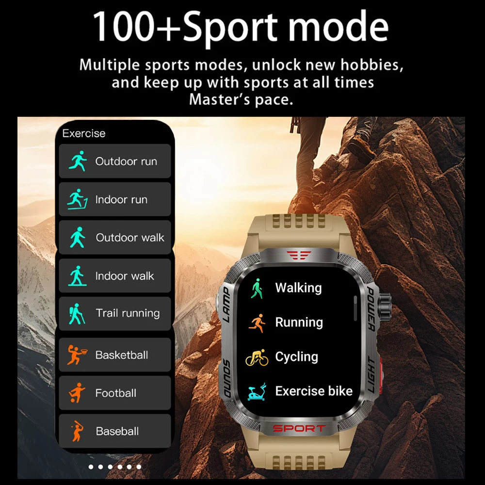 New For Huawei Xiaomi Military GPS Smart Watch Men Flashlight Compass Waterproof Outdoor Sport Tracker Bluetooth Call Smartwatch